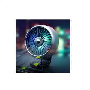 Car fan with LED lights, FEO45, silver color, USB powered, 3 speed settings, for car dashboard or air vent - Car fan