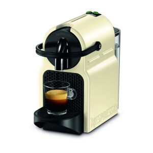 Kapsulový kávovar DeLonghi Nespresso Inissia krémový s espressom v sklenenej šálke - DeLonghi