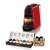 DeLonghi EN 85.R Nespresso Essenza Mini capsule coffee machine in red, with a box of 14 Nespresso capsules