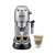 DeLonghi Dedica EC685.M espresso machine with two cups of espresso and a cappuccino