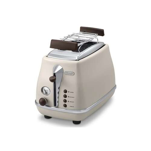 DeLonghi CTOV2103BG Icona Vintage Toaster, 2 slice, beige