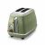 Pogled pod kutom na zeleni toster DeLonghi CTOV2103GR