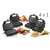 Eta 315190010 4 in 1 Sandwichmaker, zeigt die verschiedenen Platten: Waffel, Grill, Dreiecksandwich, quadratisches Sandwich