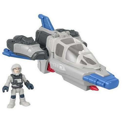 Imaginext Lightyear Hyperspeed Explorer XL-01 űrhajó játék, kék és szürke, űrhajós figurával - Fisher Price