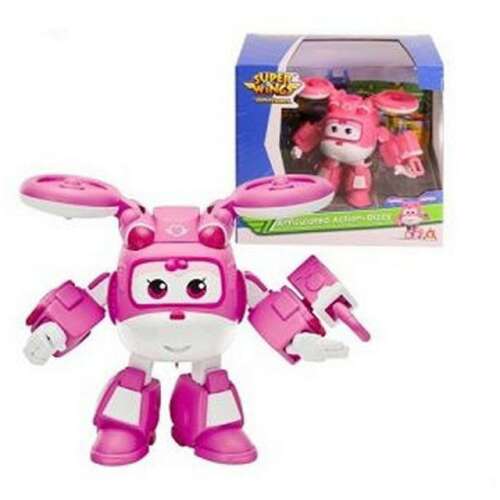 Super Wings Dizzy robot figura, 9 cm, mozgatható végtagú, rózsaszín 