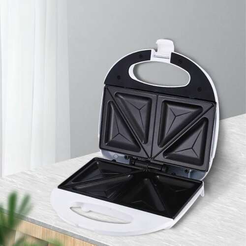 Winning Star 750W Sandwich Maker, white, non-stick, makes 4 triangles