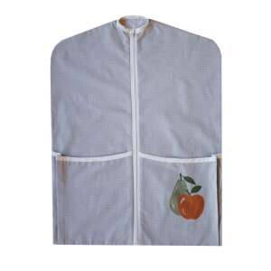 Oviszsák Alma-Körte, szürke óvodai zsák alma és körte mintával, két zsebbel, cipzárral zárható - Ovis zsák