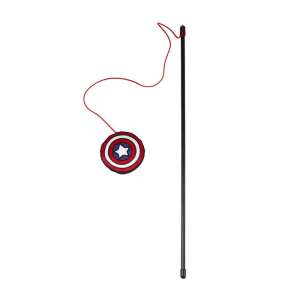 Marvel Captain America Cat Toy, red and blue shield on a black stick with red string - Pet Care
