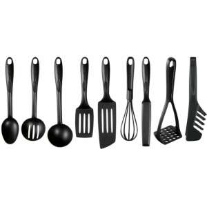 Tefal K001S925 9-piece kitchen utensil set, includes slotted spoon, ladle, spatula, whisk, potato masher, and more - Kitchen Tool Set