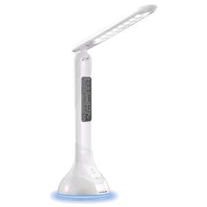 Lampă de birou LED Avide cu calendar și ceas, albă - Lămpi de masă