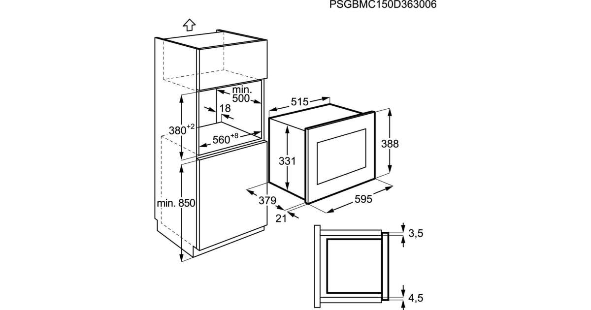 AEG MSB2547DM Mikrohullámú sütő, 25L, 900W, 8 fokozat, Grill, Időzítő