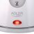 Close-up of Adler AD1207 white electric kettle power button and logo.