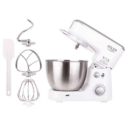 Adler AD4216 stand mixer with attachments: dough hook, beater, whisk