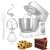 Adler AD4216 1000W 4L white-silver stand mixer with accessories and usage examples
