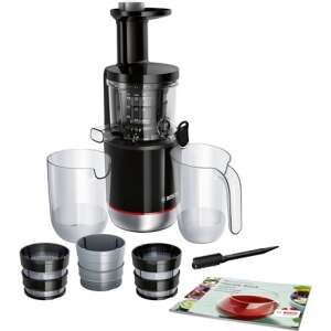Bosch MESM731M PerfectSelection SlowJuicer, 150 W, tritán facsarócsavar, állítható gyümölcslé sűrűség, 3 szűrő, csepegésgátló, 1l gyümölcslé tartály, Fekete