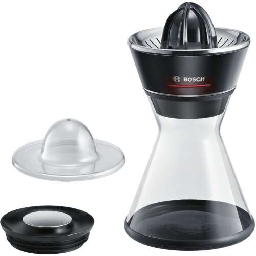 Bosch MCP72GPB Citrus Press, electric citrus juicer with glass jug, stainless steel filter, BPA free, dishwasher safe