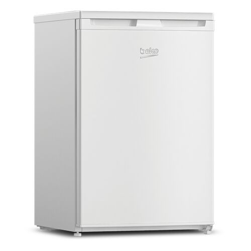 Widok pod kątem lodówki jednodrzwiowej Beko TSE1284N w kolorze białym