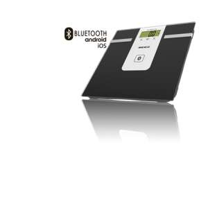 Beez SB-T-1900 okos Személymérleg, fekete, Bluetooth, Android, iOS, 8 funkció, testzsír, zsigeri zsír, BMI, testvíztartalom, izomtömeg, csonttömeg, kalória számítás, 180kg teherbírás, 0.1kg pontosság, edzett üveg - Beez