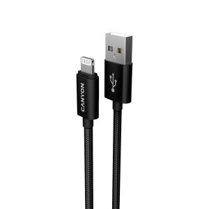 Szögletes nézet Canyon Fekete USB - Lightning kábel - Canyon