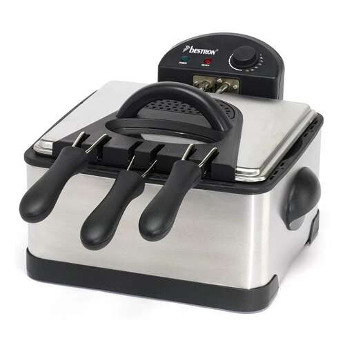 Bestron DF402B Deep Fryer - Stainless Steel Housing