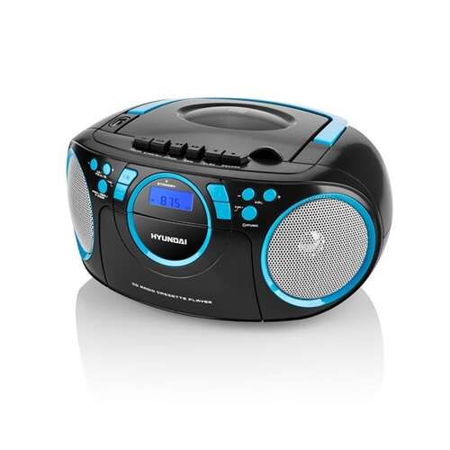 Hyundai TRC788AU3BBL CD Boombox FM rádióval, kazettás magnóval, USB és AUX bemenettel, fekete és kék színben