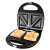 Hyundai SM626B black sandwich maker with two toasted sandwiches inside