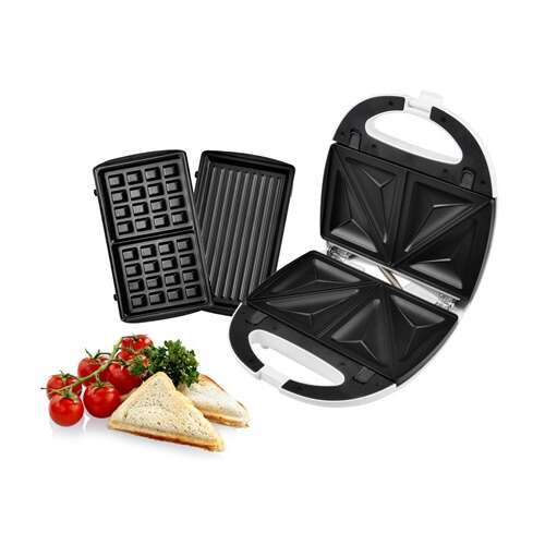 Hyundai SM627 3-in-1 Sandwich Maker, Waffle Maker and Grill, White