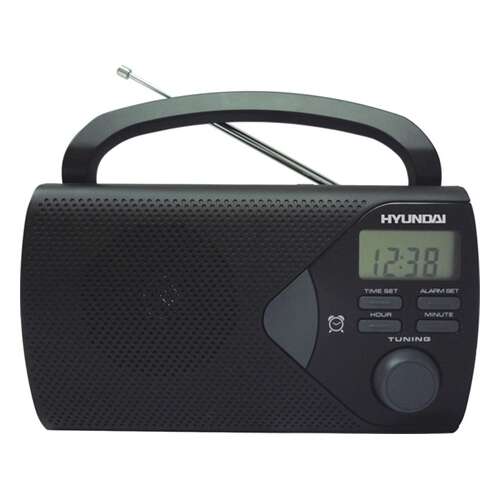 Radio FM Hyundai PR200B cu ceas și alarmă, negru