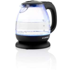 Elektryczny czajnik szklany Hyundai VK101 o pojemności 1,1 l z niebieskim podświetleniem LED, czarny - Czajnik, Opiekacz do kanapek, Blender, Toster i Wirówka i prasa do owoców