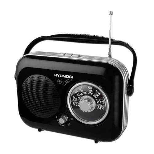 Hyundai PR100 Retro-Radio, schwarz, Vorderansicht
