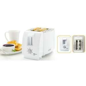 Somogyi Elektronic HGKP01 2-slice toaster, white, with toast and jam on a plate, and a collage of the toaster from different angles - Toaster