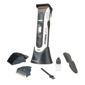 Hyundai HC103 hair clipper with accessories, including combs, cleaning brush, oil, and charging stand - Hair clippers