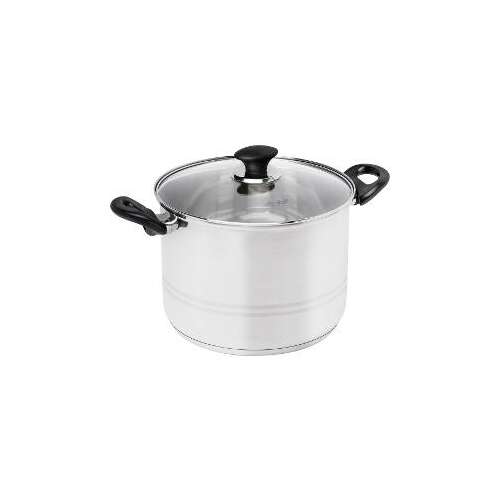 Lamart 8L stainless steel pot with glass lid and black handles