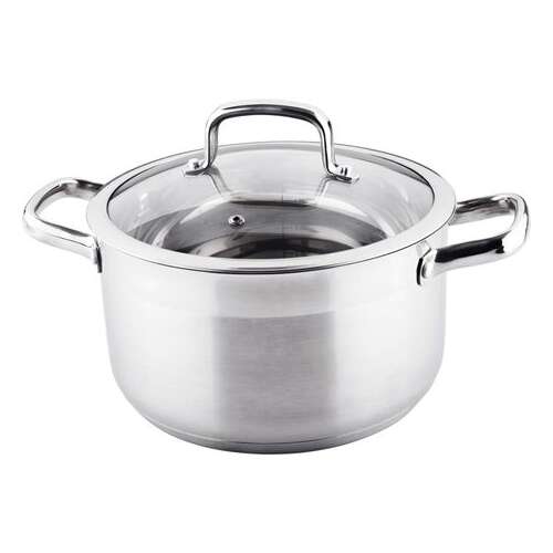 Lamart 24cm stainless steel stock pot with glass lid