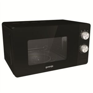 Angled view of Gorenje MO20E1B black microwave oven - Microwave, Range Hood and Cooktop