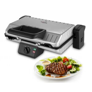 Stolný gril Gallet GRI660 s grilovaným steakom a šalátom - Stolové grily a Stroj na pečenie oblátok