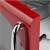 Close-up of Girmi FM21RED red retro microwave oven door handle