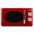 Close-up of Girmi FM21RED red retro microwave oven door handle