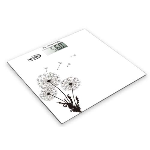 Hauser DPS204W digital personal scale with dandelion design, white