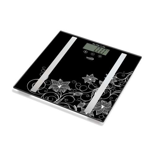Hauser DPS407B Black Digital Body Composition Scale with Floral Design