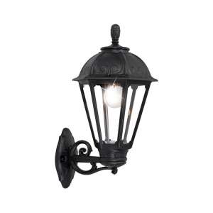 Fumagalli BISSO/SALEM lampă de perete exterioară neagră, stil clasic, lampă hexagonală cu suport de perete, rășină rezistentă la impact, stabilizată UV, rezistentă la rugină și coroziune, soclu E27 - Lămpi de perete pentru exterior