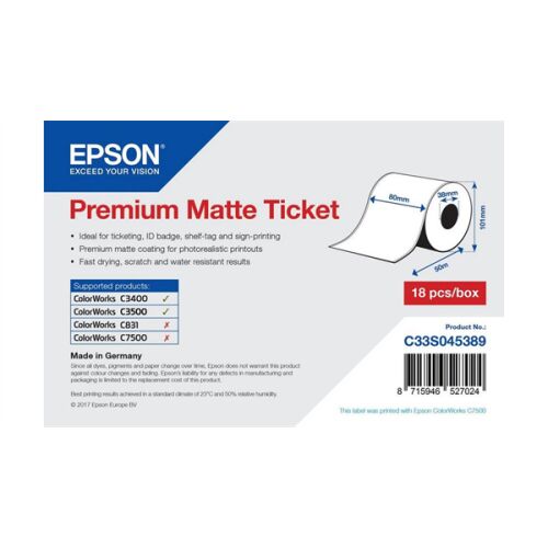 Epson Prémium Matt Címkepapír - 80x50mm 113189895 - Etikett címke