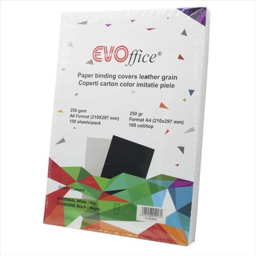 Evooffice A4 papírkötő borítók, bőrhatású, fehér, 250 g/m2, 100 lap