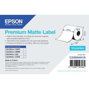 Epson Premium Matte Label Continuous Roll, 102 mm x 35 m. MOQ 18 rolek zwykły papier, powlekany matowo 91235962 - Znacznik etykiety