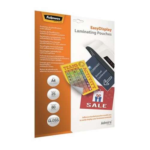 Fellowes EasyDisplay Lamináló Fólia - Fényes, 80 mikron, A4