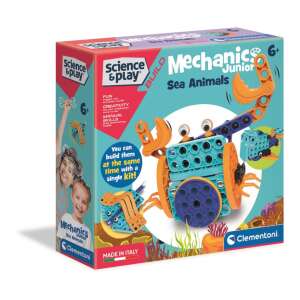 Clementoni Science & Play Mechanics Junior Tengeri állatok építőkészlet doboz. Oktató játék 6+ gyerekeknek rák, bálna és rája építéséhez. - Clementoni