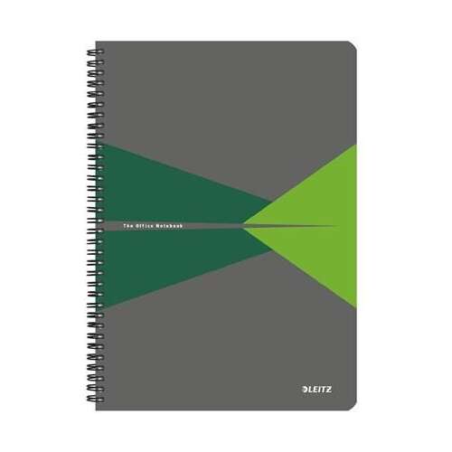 Leitz spirálfüzet, A4, vonalas, 90 lap, "Office", szürke-zöld (E44960055) 66094330