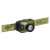 Angled view of EMOS CREE LED headlamp, green and black