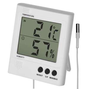 EMOS E8471 digital thermometer with wired sensor displaying indoor temperature and humidity - Room Thermometer