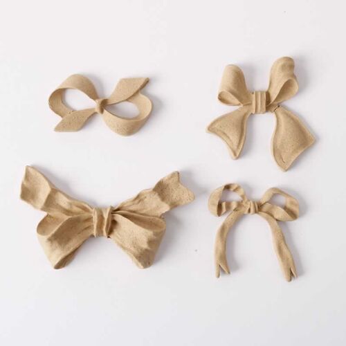 Fa Masni Dísz szett 4 darab, hőre lágyuló fa masni díszek kézműveskedéshez